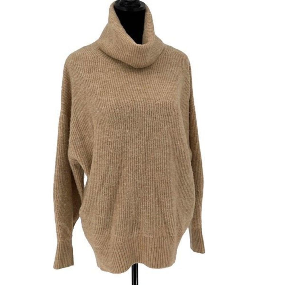 New Look Womens Knitted Turtleneck Stretch Pullover Sweater Tan Small